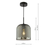 Esila Pendant Matt Black and Smoked Glass