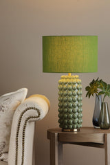 Etzel Table Lamp Green Antique Brass With Shade