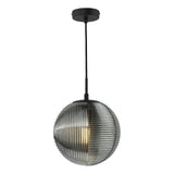Evander Single Pendant Matt Black and Smoked Glass