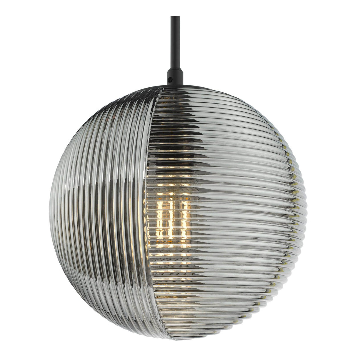 Evander Single Pendant Matt Black and Smoked Glass