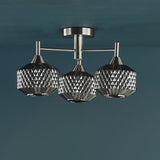 Fabrienne 3 Light Semi-Flush Satin Nickel and Smoked Glass