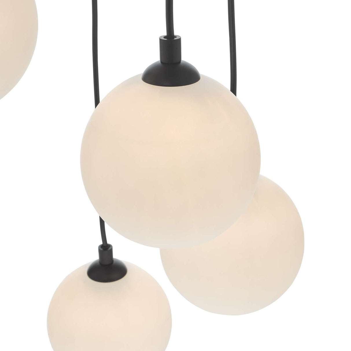 Federico 5 Light Cluster Pendant Matt Black With Opal Glass