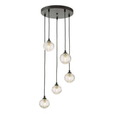 Federico 5 Light Cluster Pendant Matt Black With Ribbed Glass