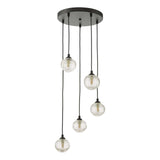 Federico 5 Light Cluster Pendant Matt Black With Ribbed Glass