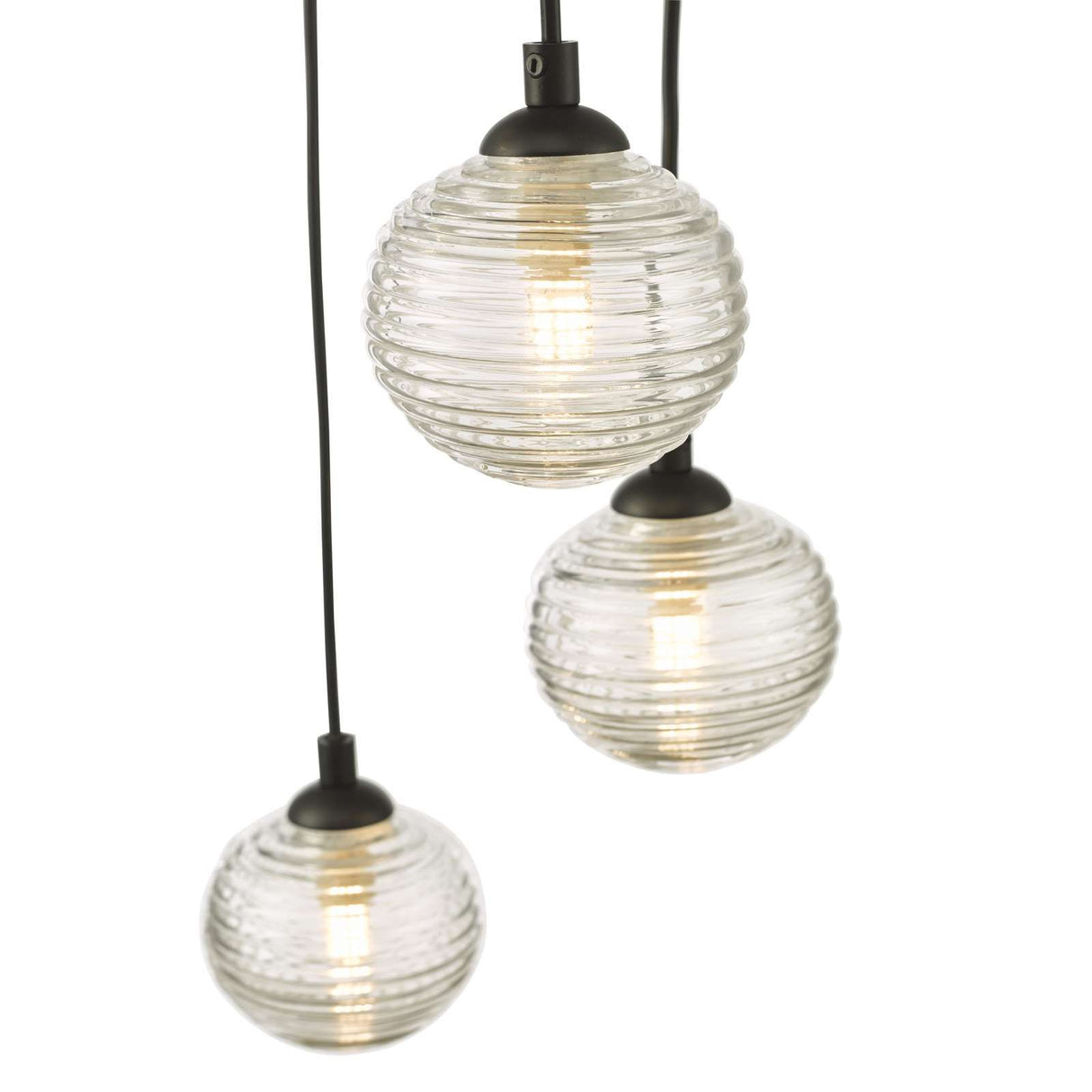 Federico 5 Light Cluster Pendant Matt Black With Ribbed Glass