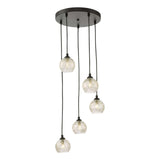 Federico 5 Light Cluster Pendant Matt Black With Clear/Wire Glass