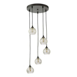 Federico 5 Light Cluster Pendant Matt Black With Clear/Wire Glass