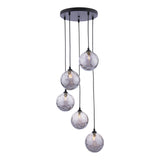 Federico 5 Light Cluster Pendant Matt Black With Smoked Dimpled Glass