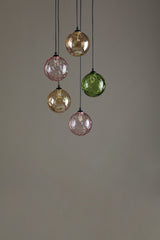 Federico 5 Light Cluster Pendant Matt Black Mixed Coloured Glass