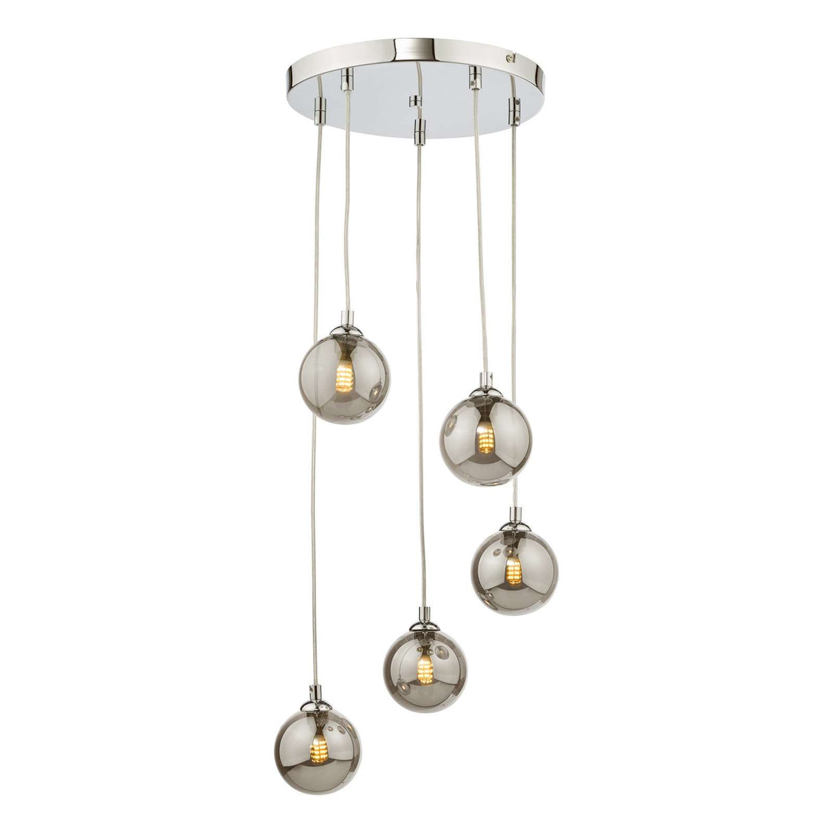Federico 5 Light Cluster Pendant Polished Chrome With Smoked Glass