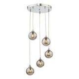 Federico 5 Light Cluster Pendant Polished Chrome With Smoked Glass