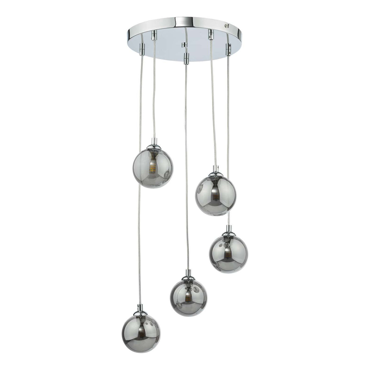 Federico 5 Light Cluster Pendant Polished Chrome With Smoked Glass