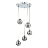 Federico 5 Light Cluster Pendant Polished Chrome With Smoked Glass