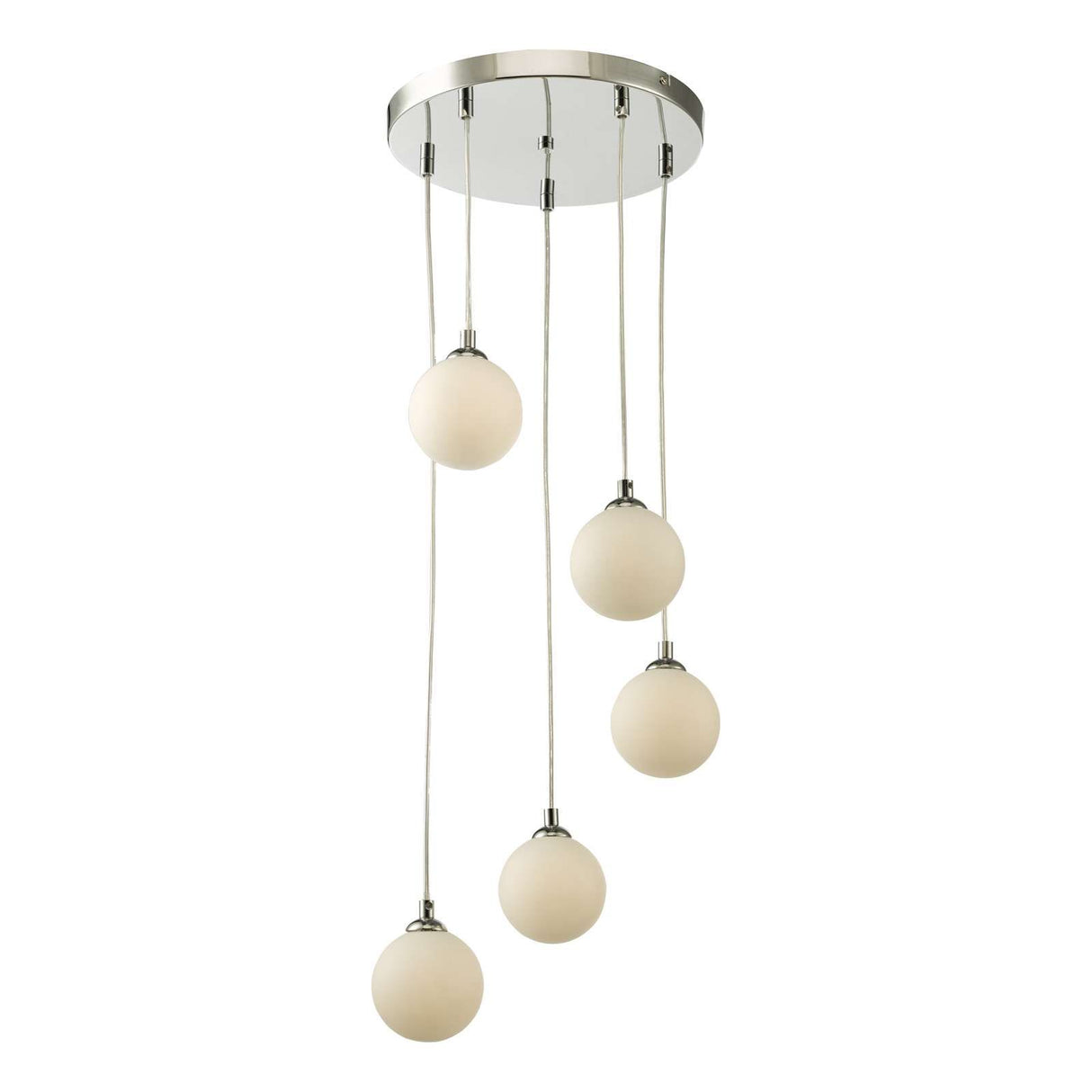 Federico 5 Light Cluster Pendant Polished Chrome With Opal Glass