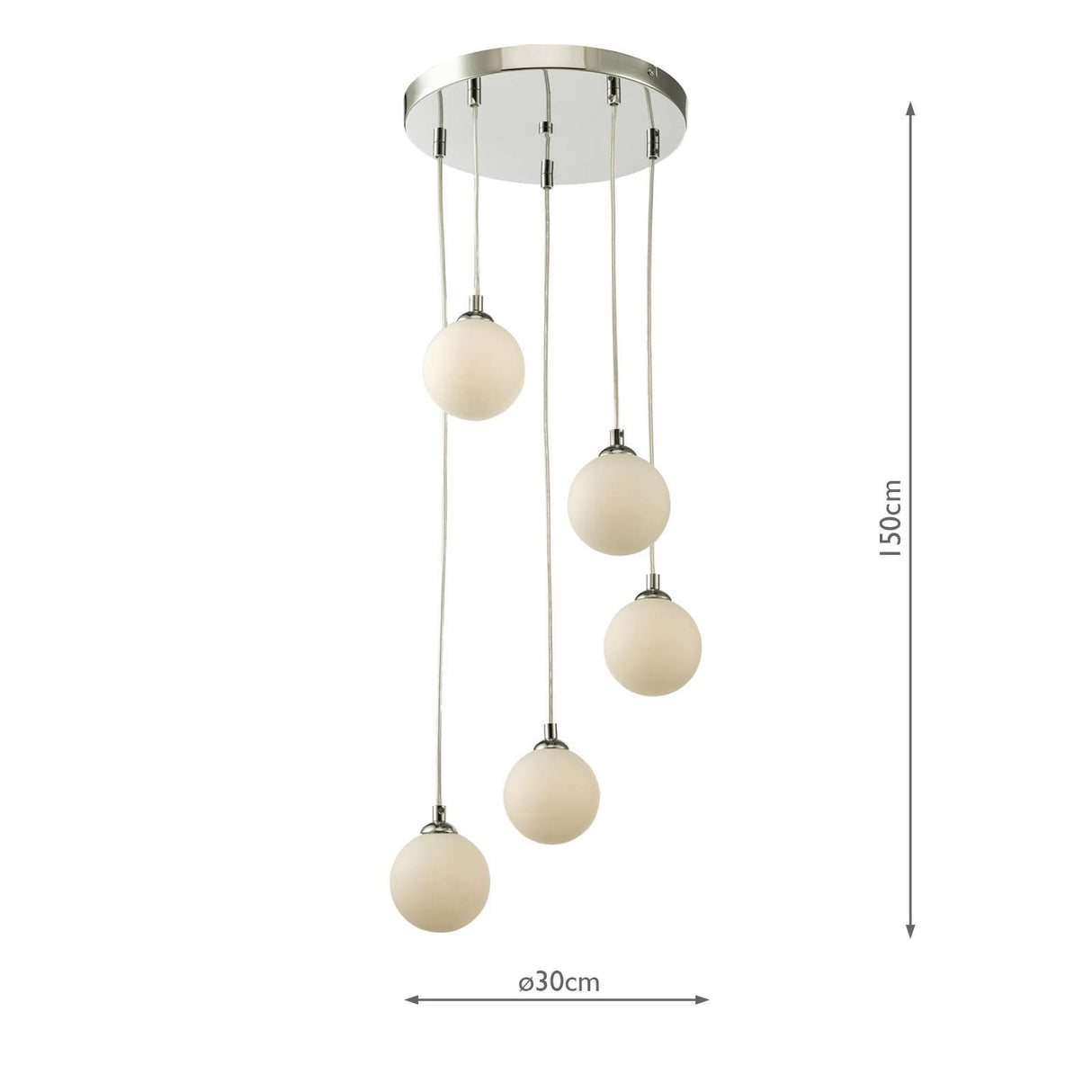 Federico 5 Light Cluster Pendant Polished Chrome With Opal Glass