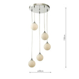 Federico 5 Light Cluster Pendant Polished Chrome With Opal Glass
