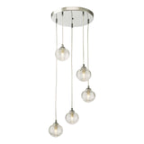 Federico 5 Light Cluster Pendant Polished Chrome With Ribbed Glass