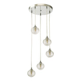 Federico 5 Light Cluster Pendant Polished Chrome With Ribbed Glass