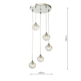 Federico 5 Light Cluster Pendant Polished Chrome With Ribbed Glass