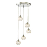 Federico 5 Light Cluster Pendant Polished Chrome With Clear/Wire Glass