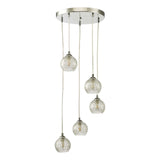 Federico 5 Light Cluster Pendant Polished Chrome With Clear/Wire Glass