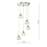 Federico 5 Light Cluster Pendant Polished Chrome With Clear/Wire Glass