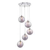 Federico 5 Light Cluster Pendant Polished Chrome With Smoked Dimpled Glass