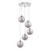 Federico 5 Light Cluster Pendant Polished Chrome With Smoked Dimpled Glass