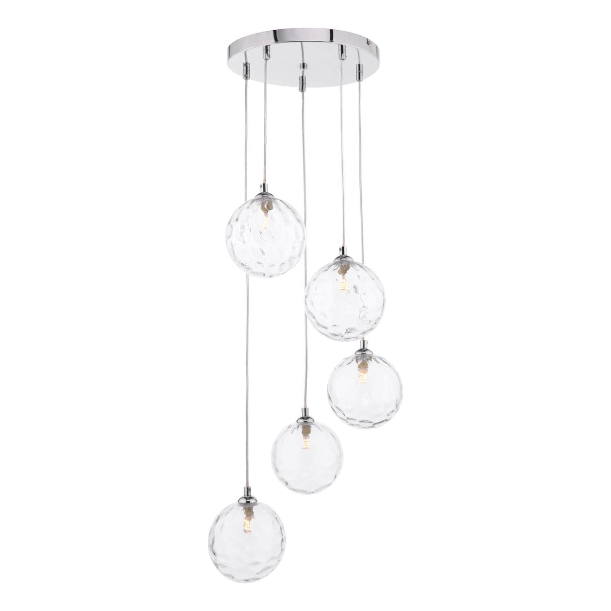 Federico 5 Light Cluster Pendant Polished Chrome With Clear Dimpled Glass