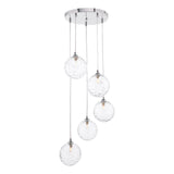 Federico 5 Light Cluster Pendant Polished Chrome With Clear Dimpled Glass