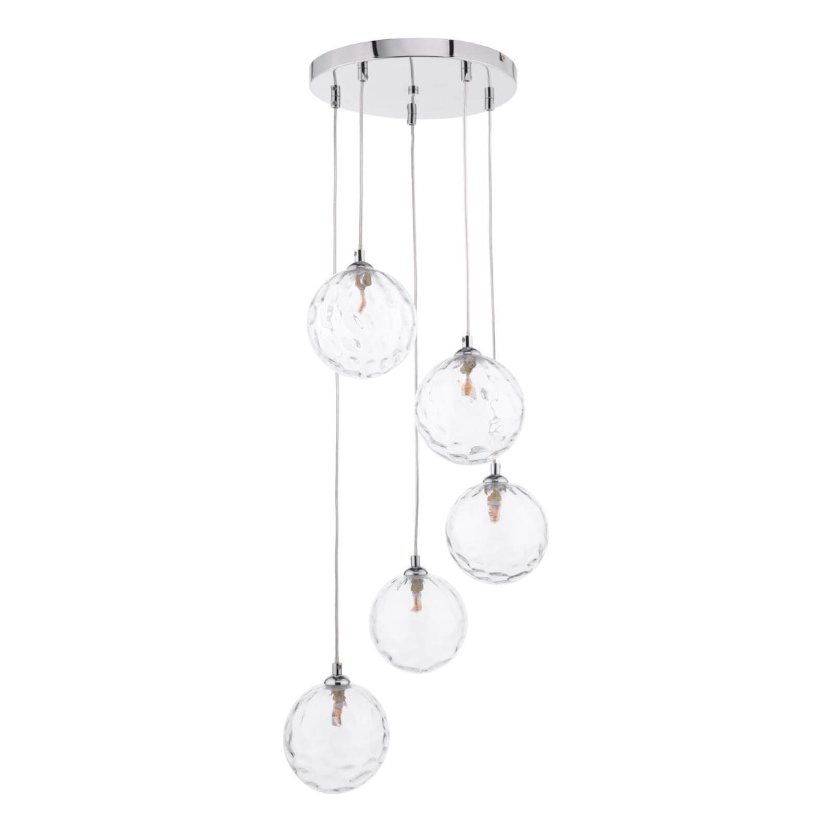 Federico 5 Light Cluster Pendant Polished Chrome With Clear Dimpled Glass