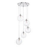 Federico 5 Light Cluster Pendant Polished Chrome With Clear Dimpled Glass
