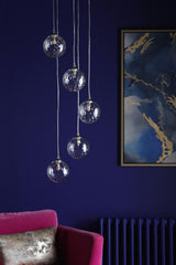Federico 5 Light Cluster Pendant Polished Chrome With Clear Dimpled Glass