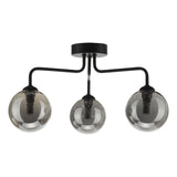 Feya 3 Light Semi Flush Matt Black With Smoked Glass