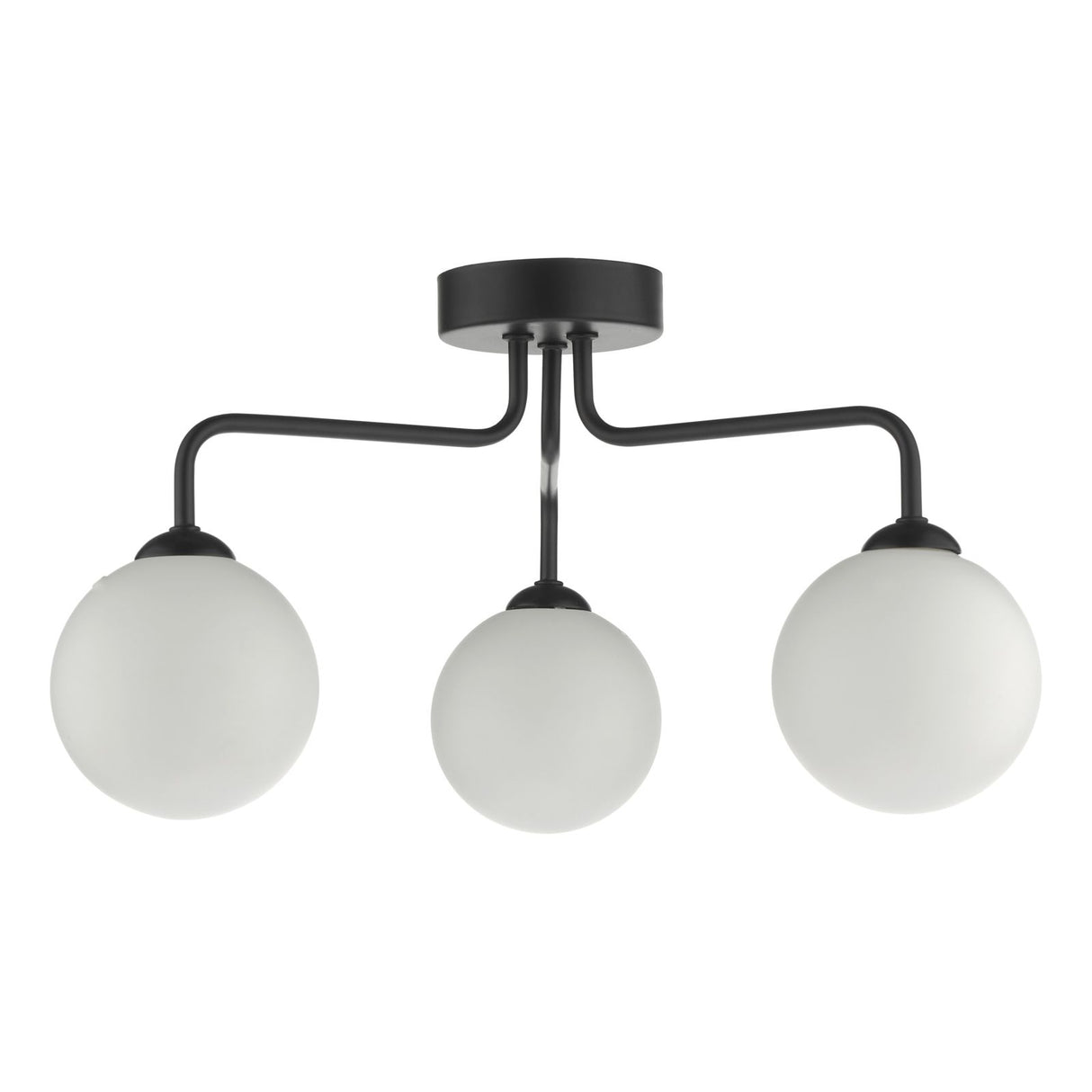 Feya 3 Light Semi Flush Matt Black With Opal Glass