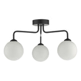 Feya 3 Light Semi Flush Matt Black With Opal Glass