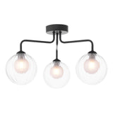 Feya 3 Light Semi Flush Matt Black With Clear/Opal Glass