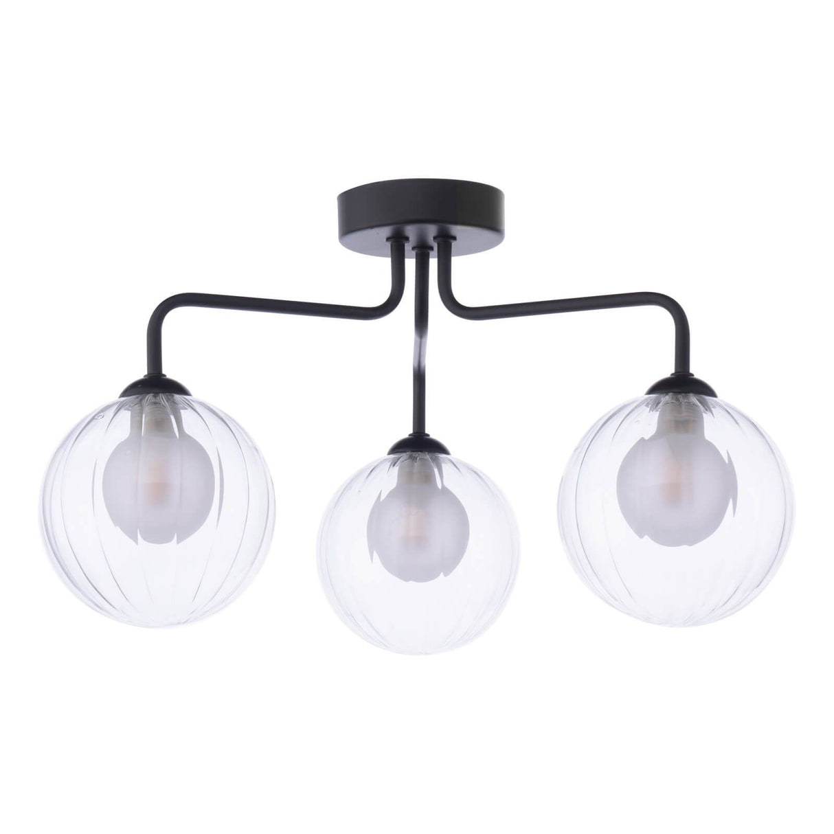 Feya 3 Light Semi Flush Matt Black With Clear/Opal Glass