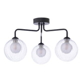Feya 3 Light Semi Flush Matt Black With Clear/Opal Glass