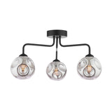 Feya 3 Light Semi Flush Matt Black With Closed Organic Smoked Glass