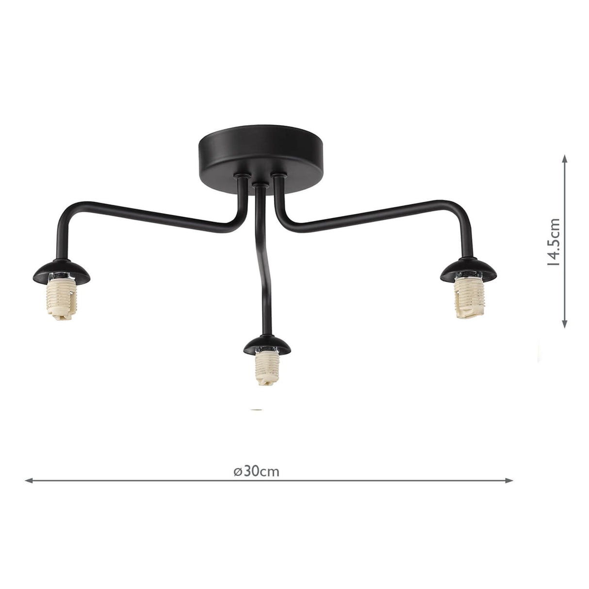Feya 3 Light Semi Flush Matt Black Frame Only