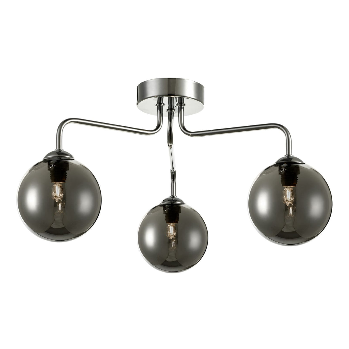 Feya 3 Light Semi Flush Polished Chrome With Smoked Glass
