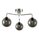Feya 3 Light Semi Flush Polished Chrome With Smoked Glass
