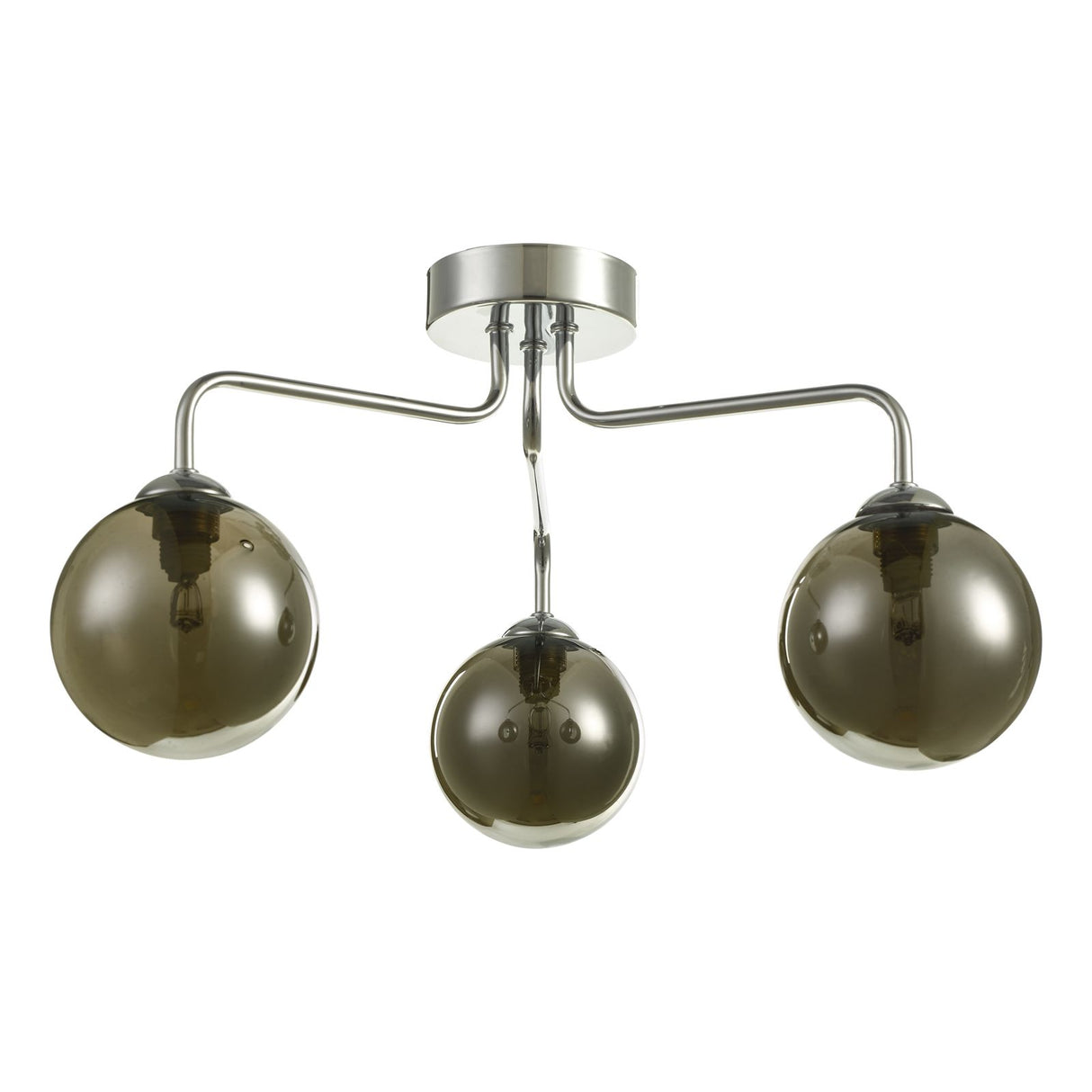 Feya 3 Light Semi Flush Polished Chrome With Smoked Glass