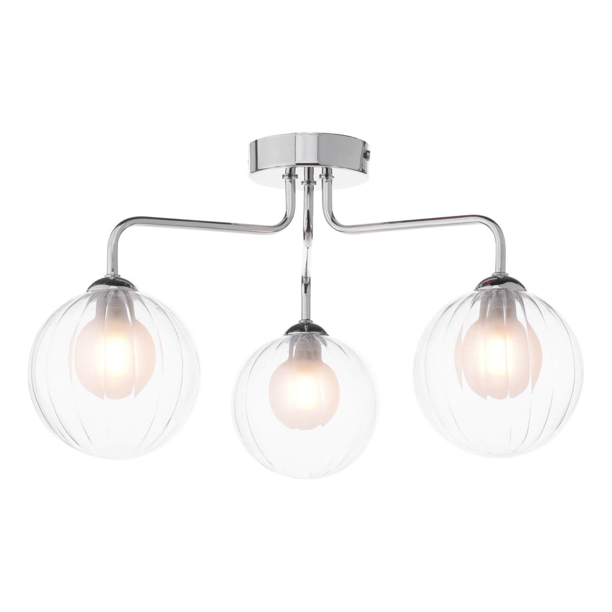 Feya 3 Light Semi Flush Polished Chrome With Clear/Opal Glass