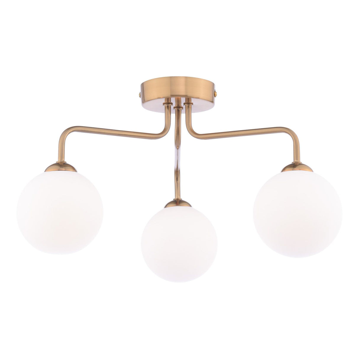 Feya 3 Light Semi-Flush Antique Bronze With Opal Glass
