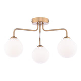 Feya 3 Light Semi-Flush Antique Bronze With Opal Glass