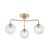 Feya 3 Light Semi-Flush Antique Bronze With Ribbed Glass
