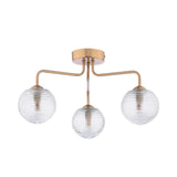 Feya 3 Light Semi-Flush Antique Bronze With Ribbed Glass