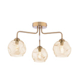 Feya 3 Light Semi-Flush Antique Bronze With Organic Amber Glass